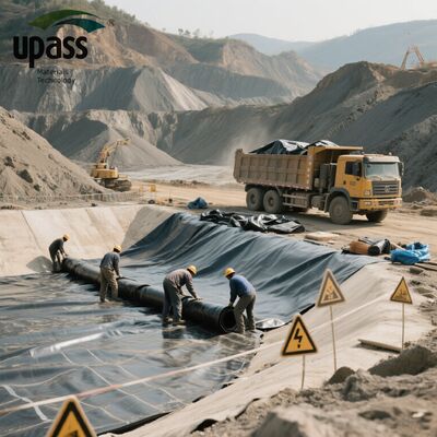 HDPE Geomembrane Liner فيلم بلاستيكي مضاد للتسرب للبركة البحيرة النهر الزراعة السد مكب النفايات تربية الأسماك خزان صب