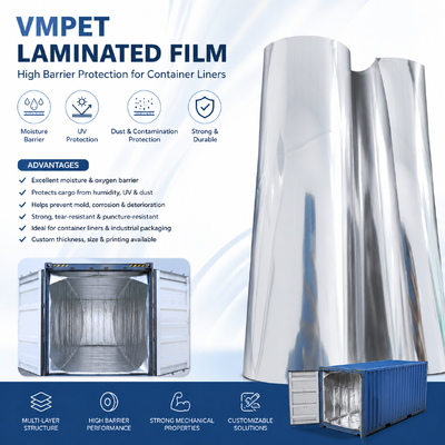 150μm VMPET الفيلم المطلي لعزل حاويات الشحن وحماية حاجز الرطوبة